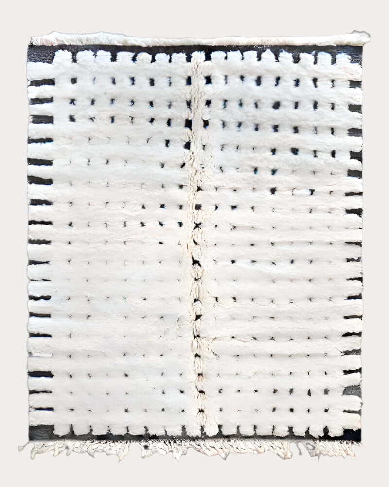 Atlasknot hand-knotted Moroccan wool rug with intricate tribal knot patterns, crafted by Berber artisans