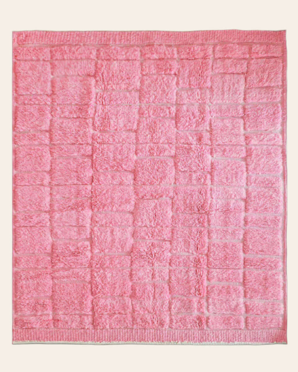 Fleurber Moroccan wool rug with floral-inspired Berber patterns, hand-knotted by skilled artisans