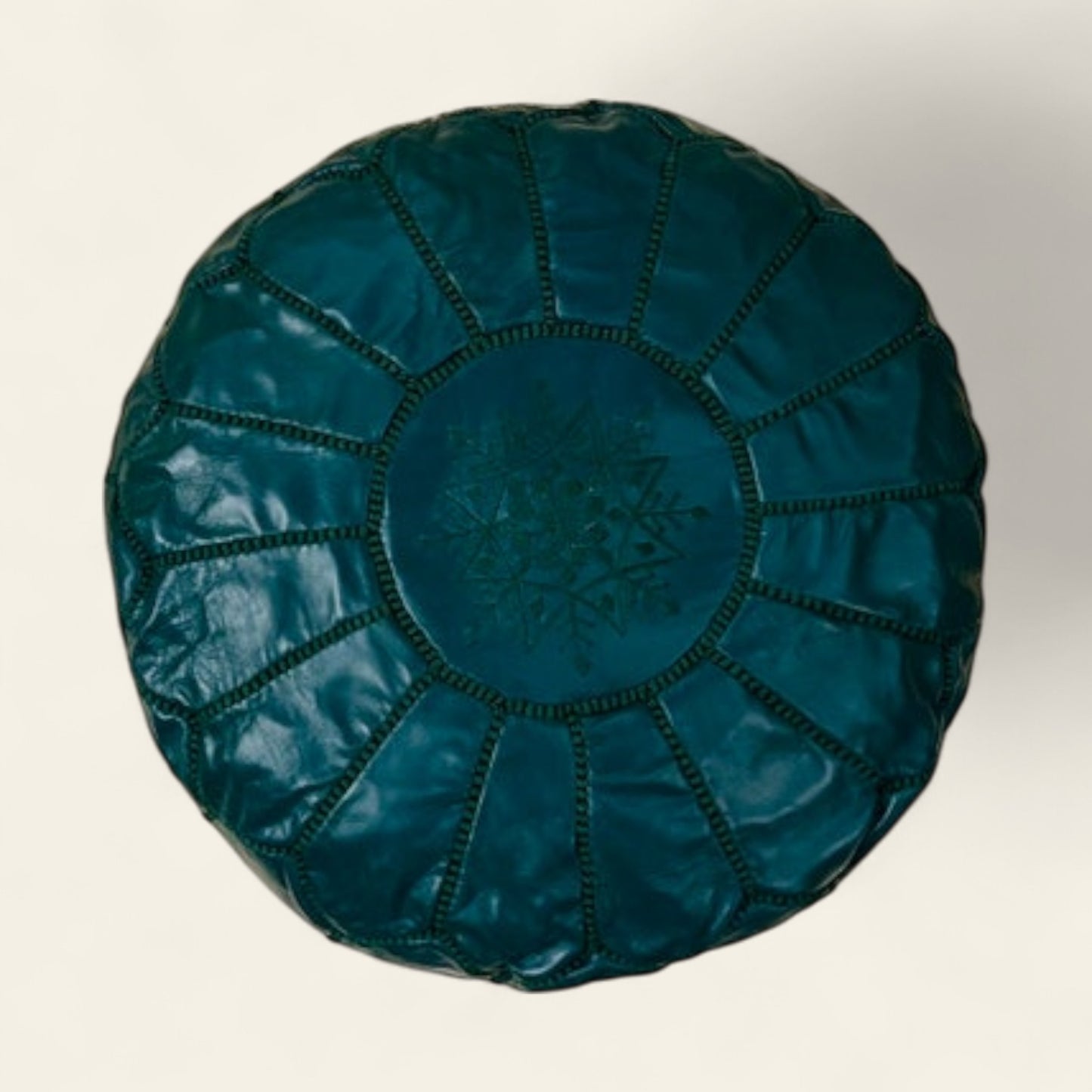 Green Moroccan Leather Poufs