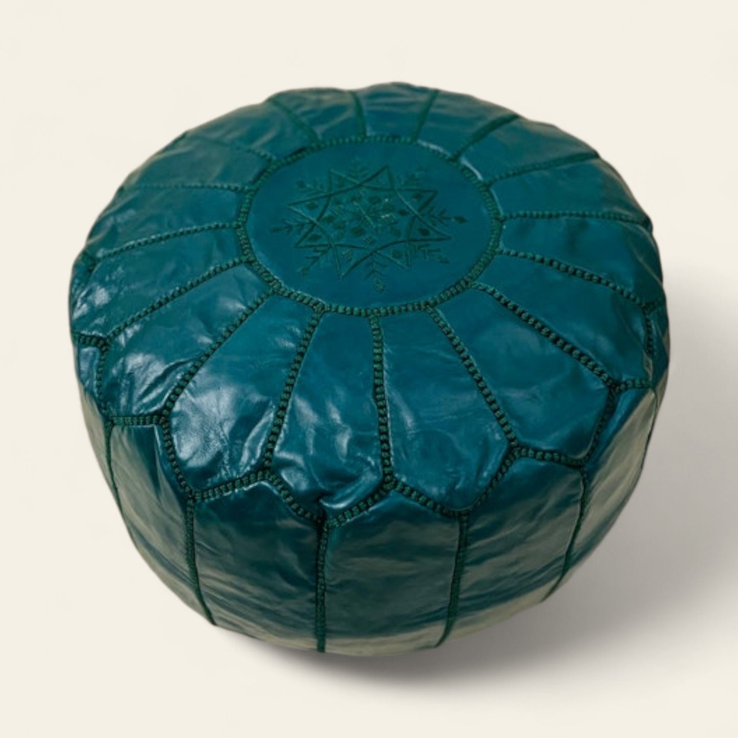 Green Moroccan Leather Poufs