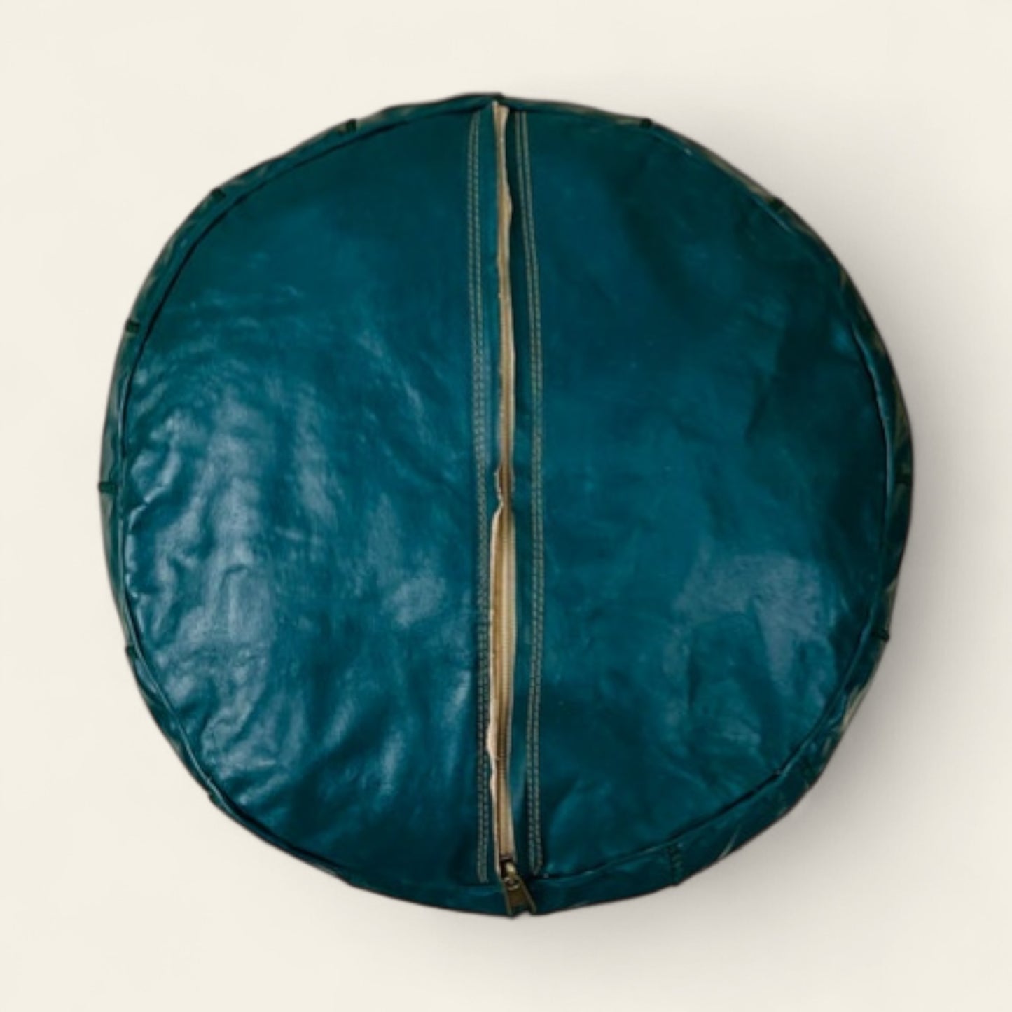 Green Moroccan Leather Poufs
