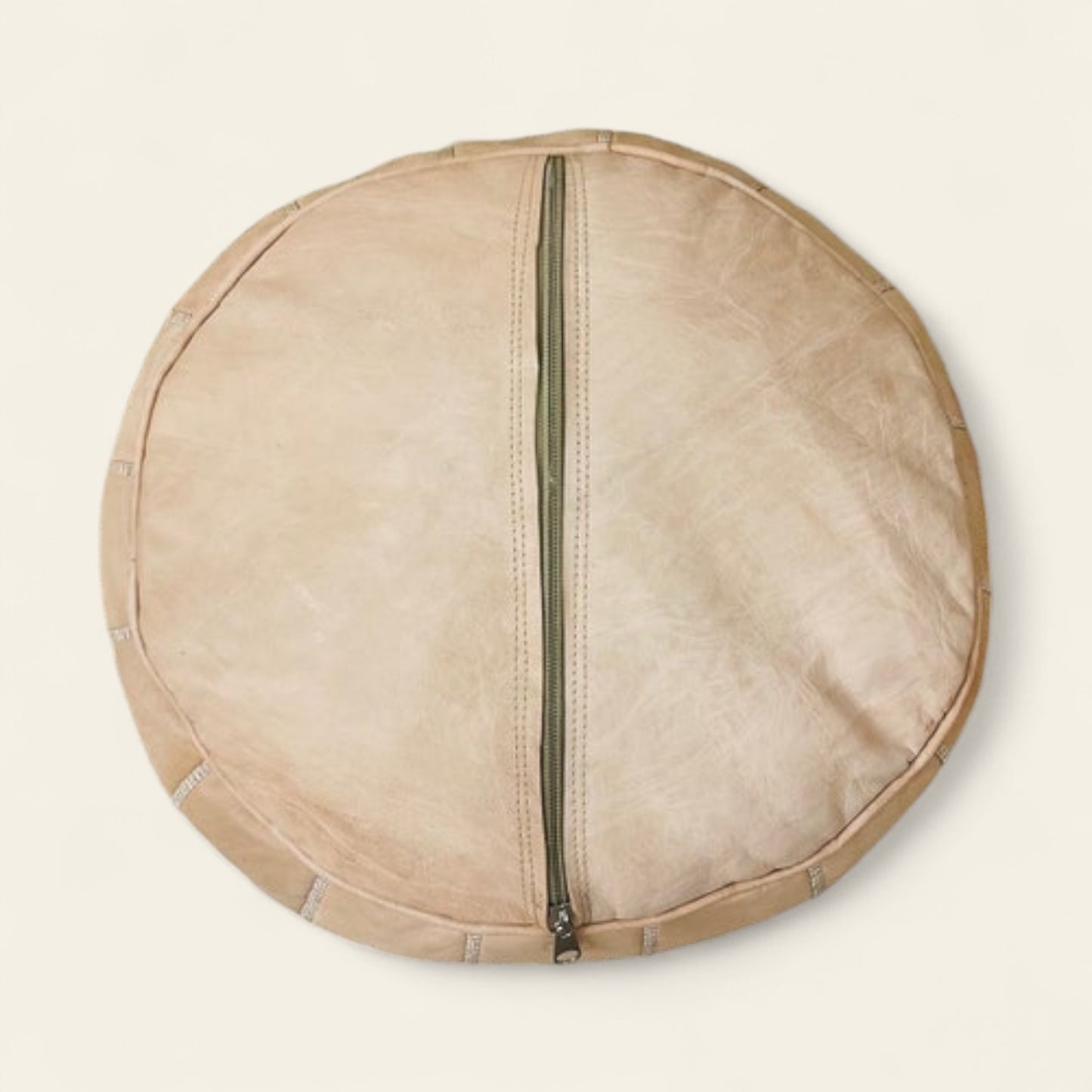 Light Brown Moroccan Leather Poufs