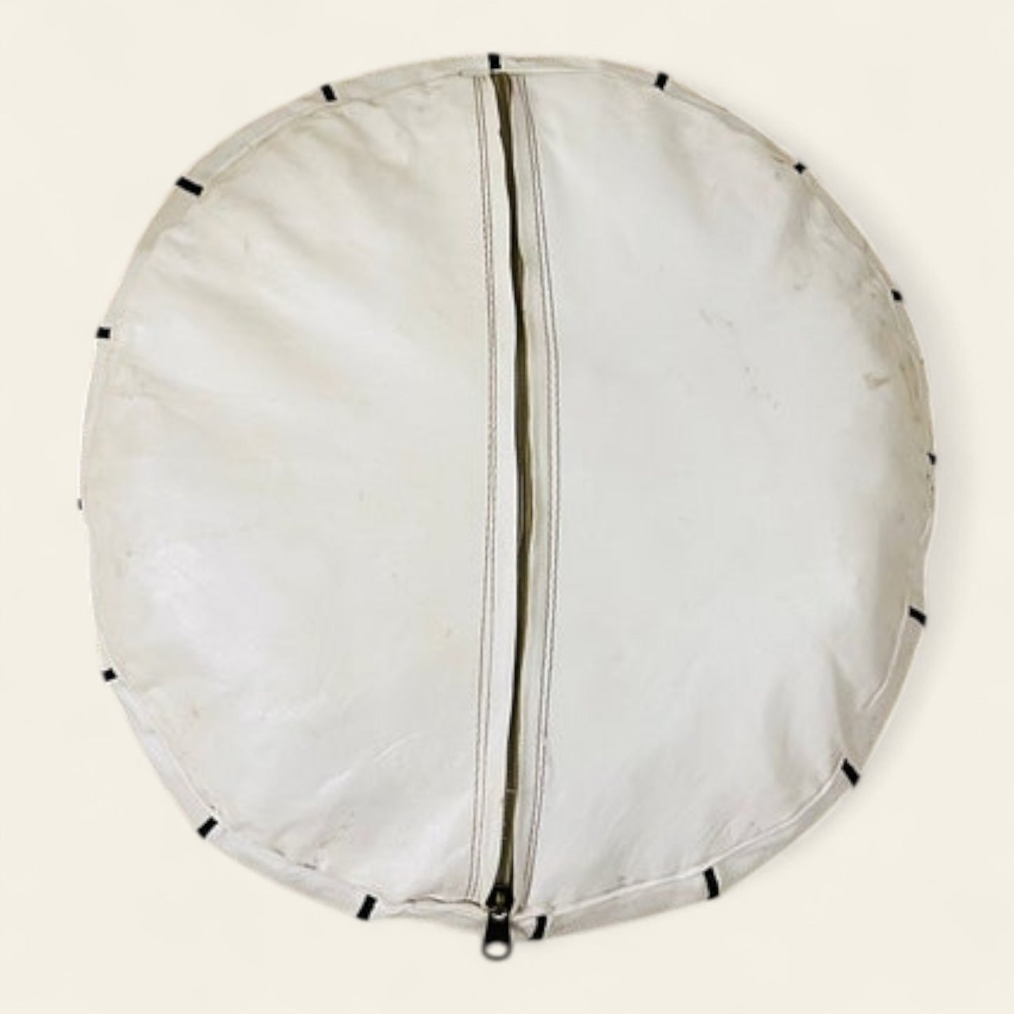 handmade white Moroccan leather pouf, crafted by skilled artisans in Morocco