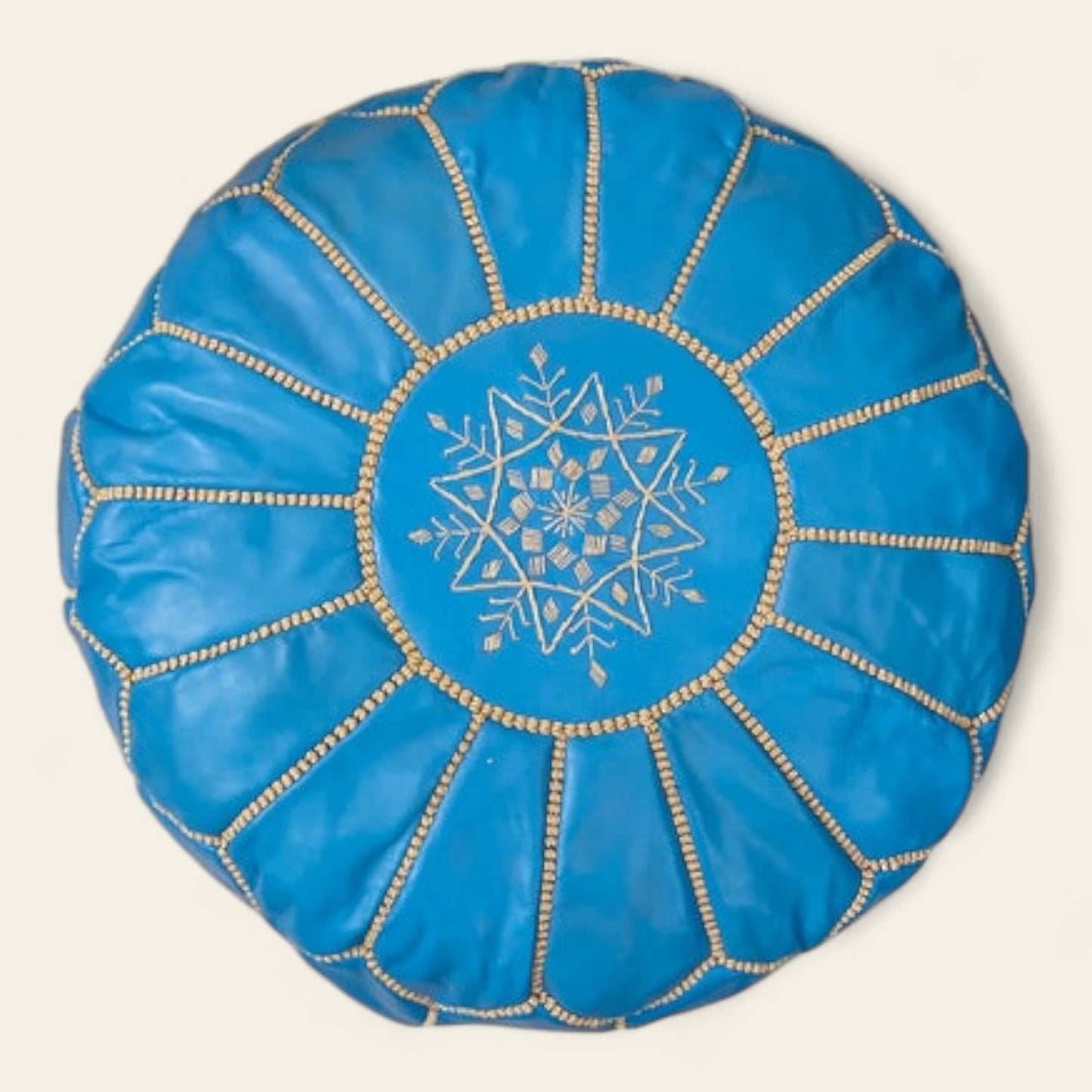 Sky Blue Moroccan Leather Poufs