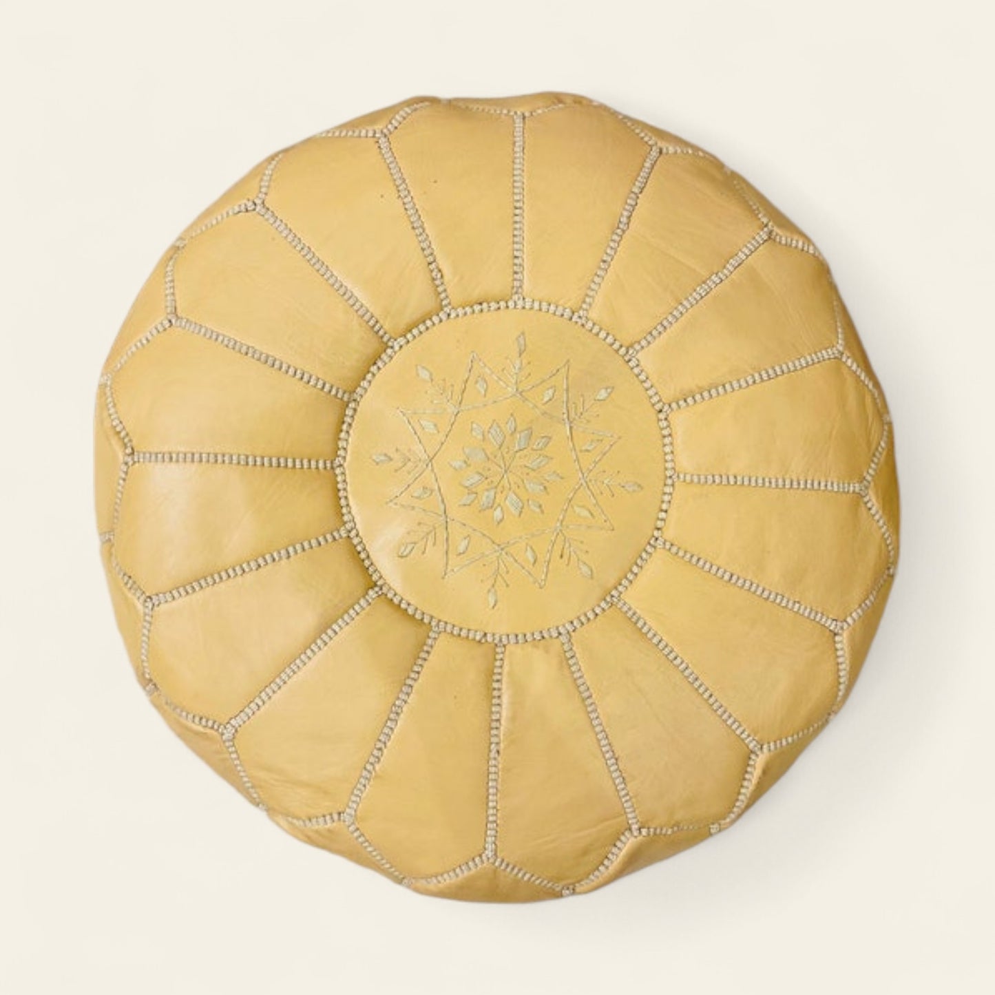 Beige Moroccan Leather Poufs