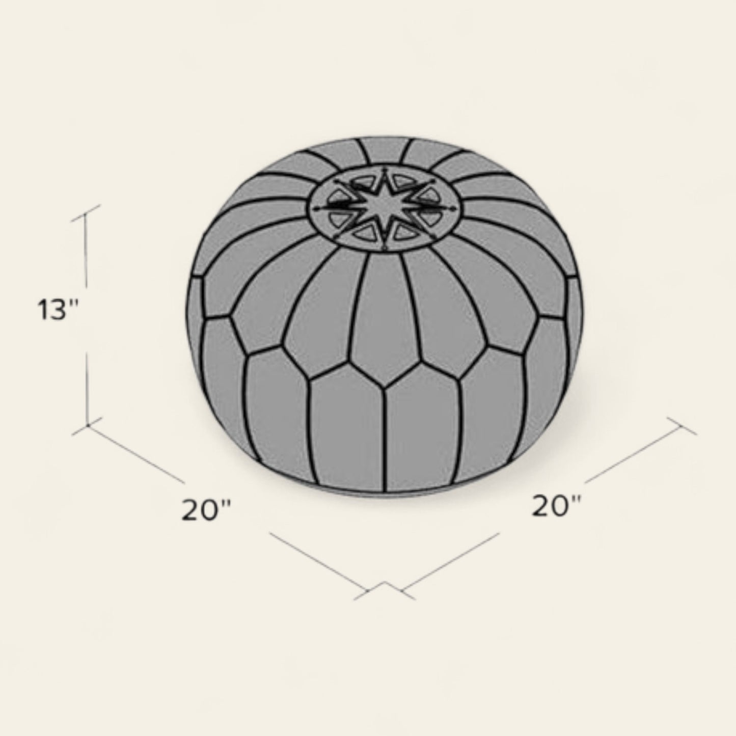 Size of the Moroccan Leather Pouf Ottoman — Handmade Artisan Home Gift