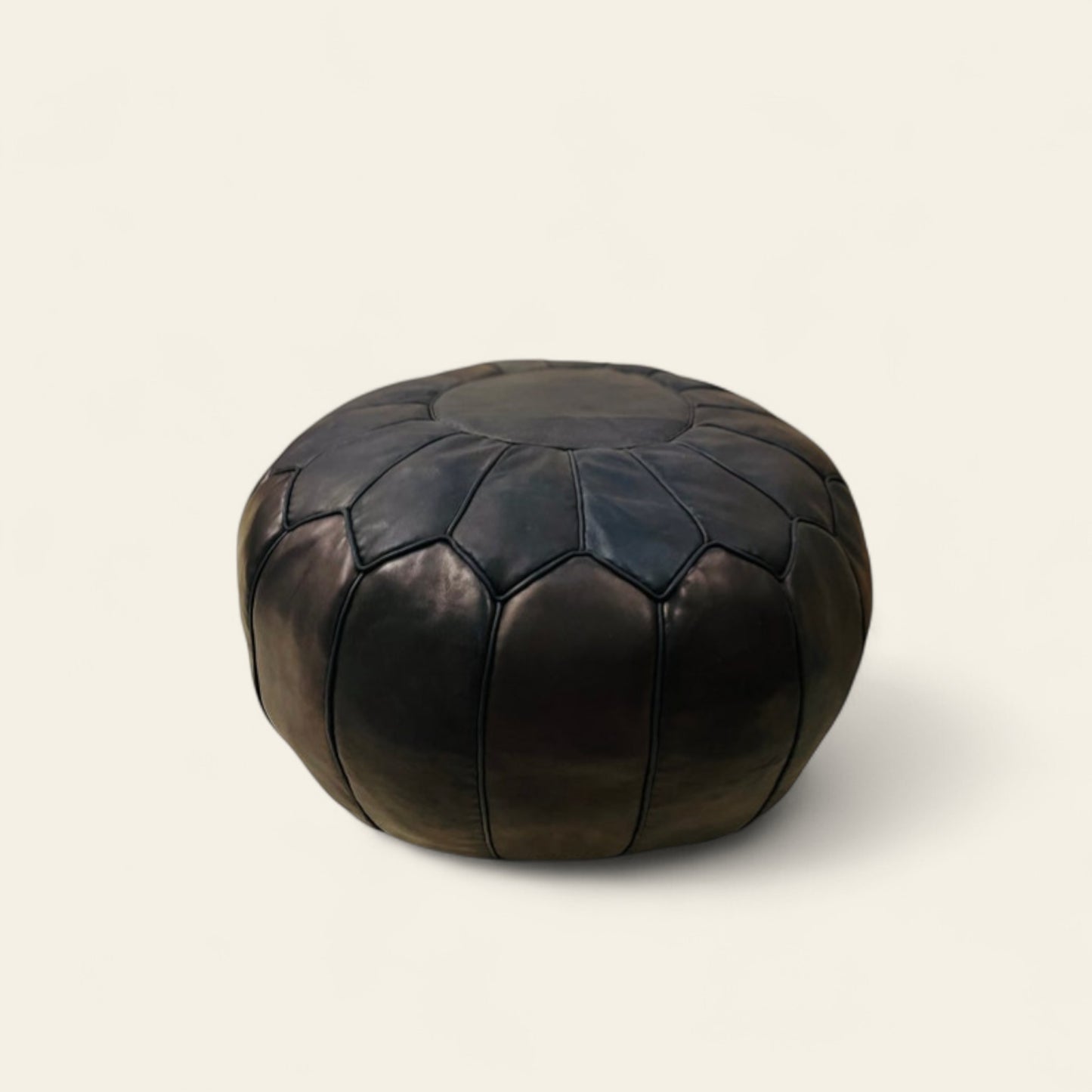Moroccan Leather Pouf, expertly handmade by skilled artisans in Morocco