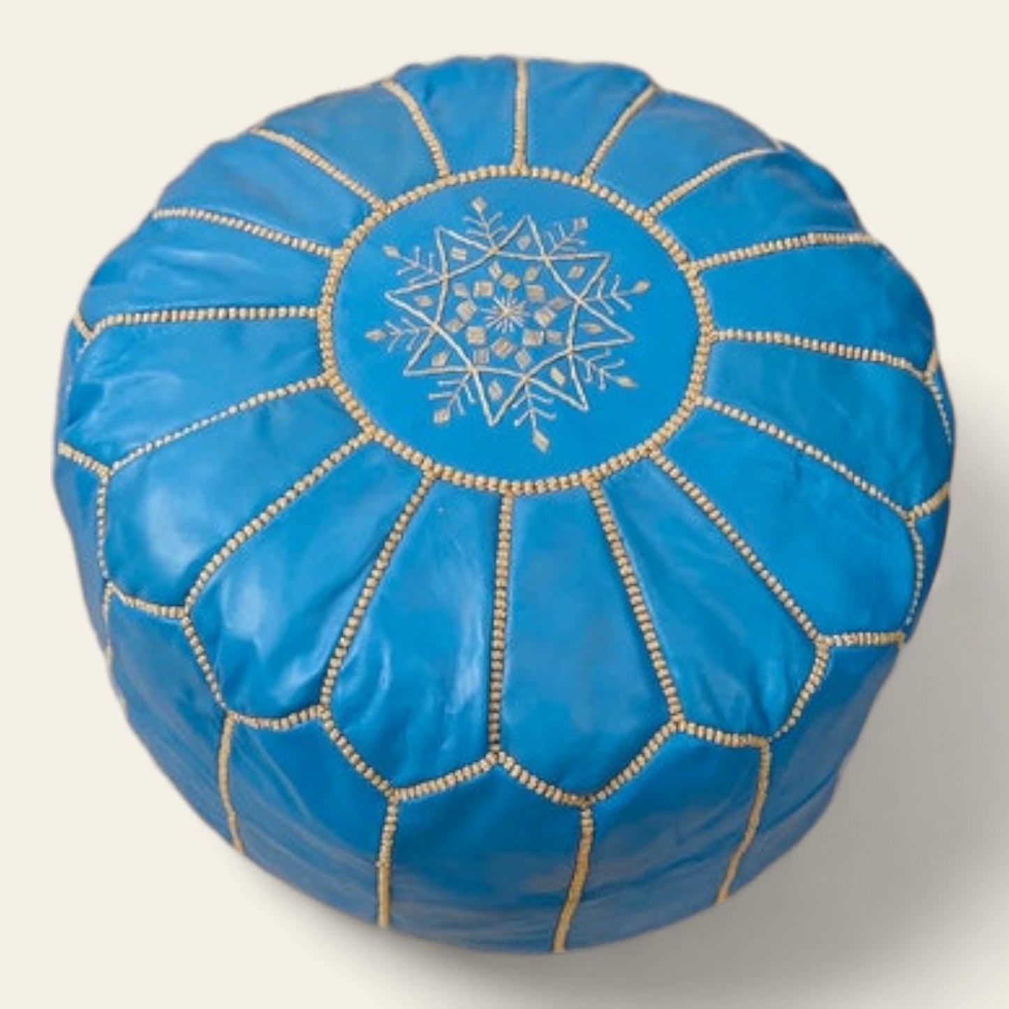 Sky Blue Moroccan Leather Poufs