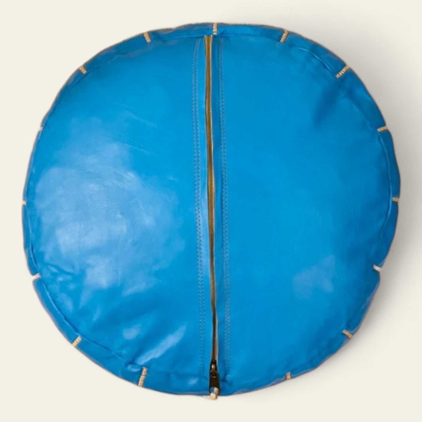Sky Blue Moroccan Leather Poufs