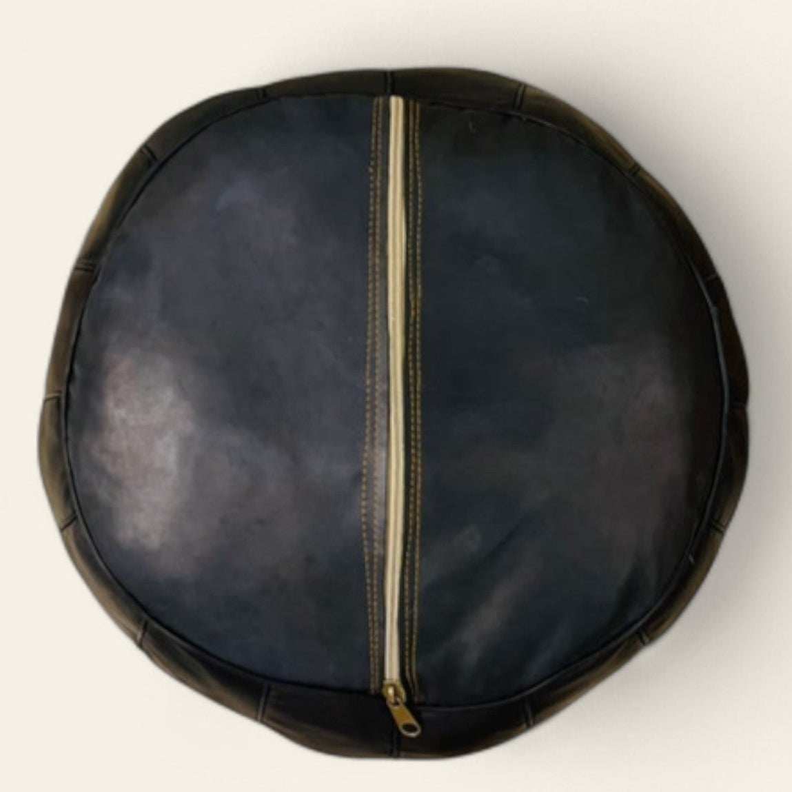 Moroccan Leather Pouf, expertly handmade by skilled artisans in Morocco