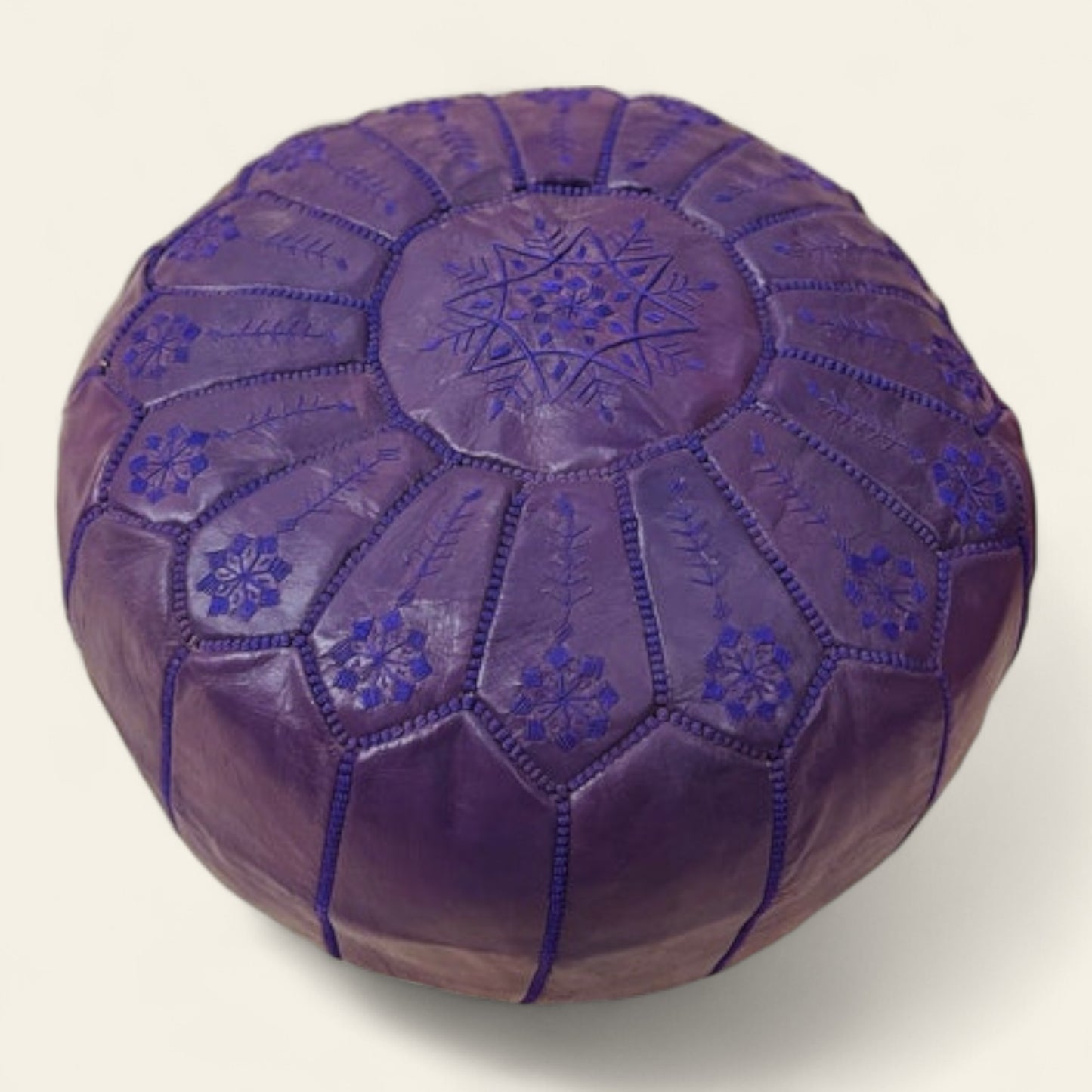 Purple Moroccan Leather Poufs