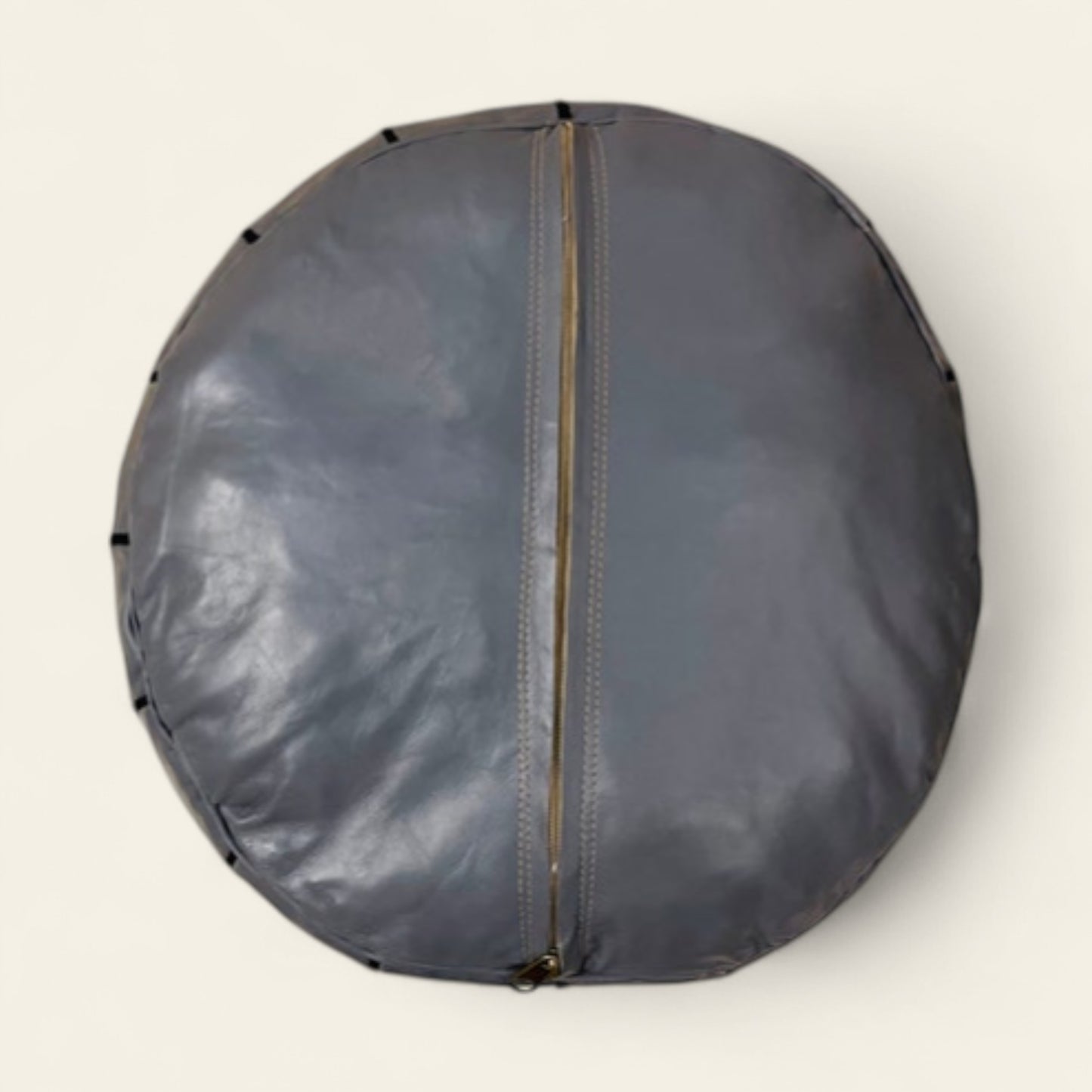Gray Moroccan Leather Poufs
