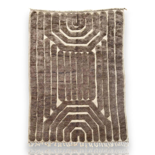 Moroccan Wool Rug - Brown & Cream Swirls