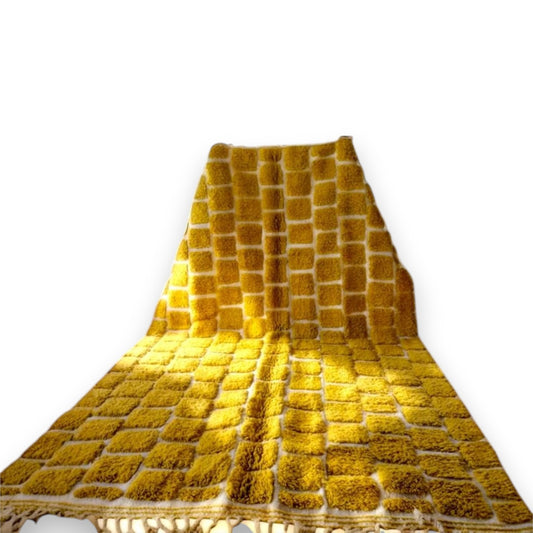Moroccan Wool Rug Yellow Tile Pattern