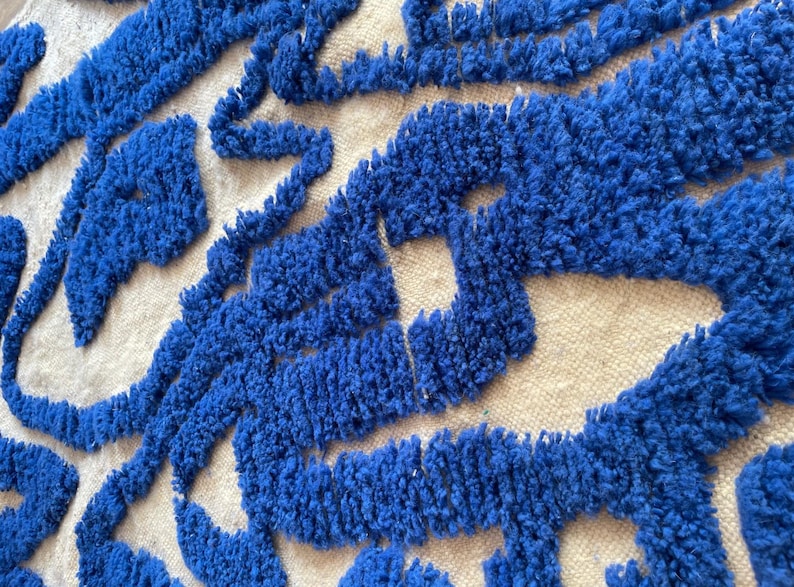 Moroccan Wool Rug - Cream & Blue Swirl