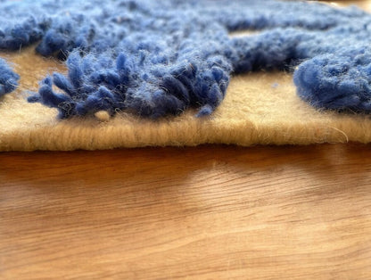Moroccan Wool Rug - Cream & Blue Swirl