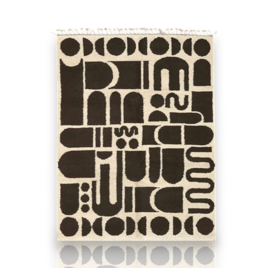 Moroccan Wool Rug - Black & White Abstract