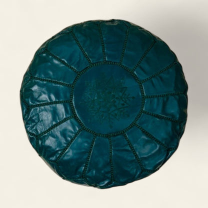 Green Moroccan Leather Poufs