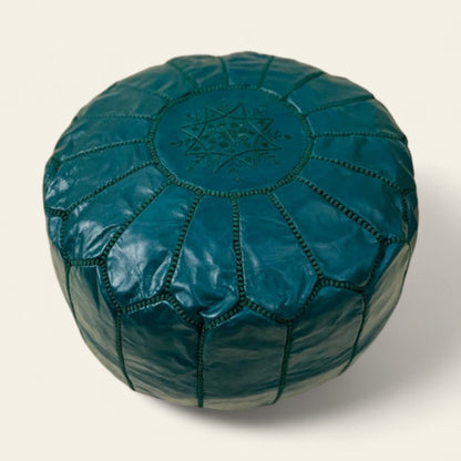 Green Moroccan Leather Poufs