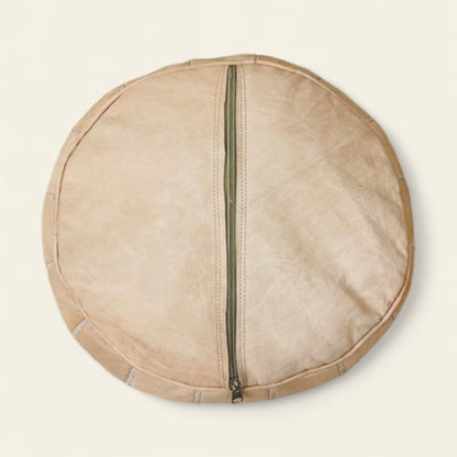 Light Brown Moroccan Leather Poufs