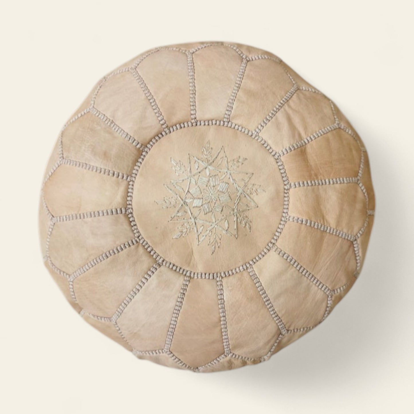 Light Brown Moroccan Leather Poufs