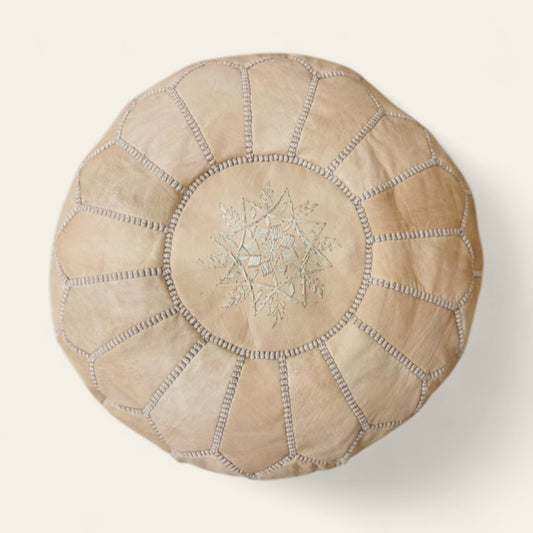 Light Brown Moroccan Leather Poufs