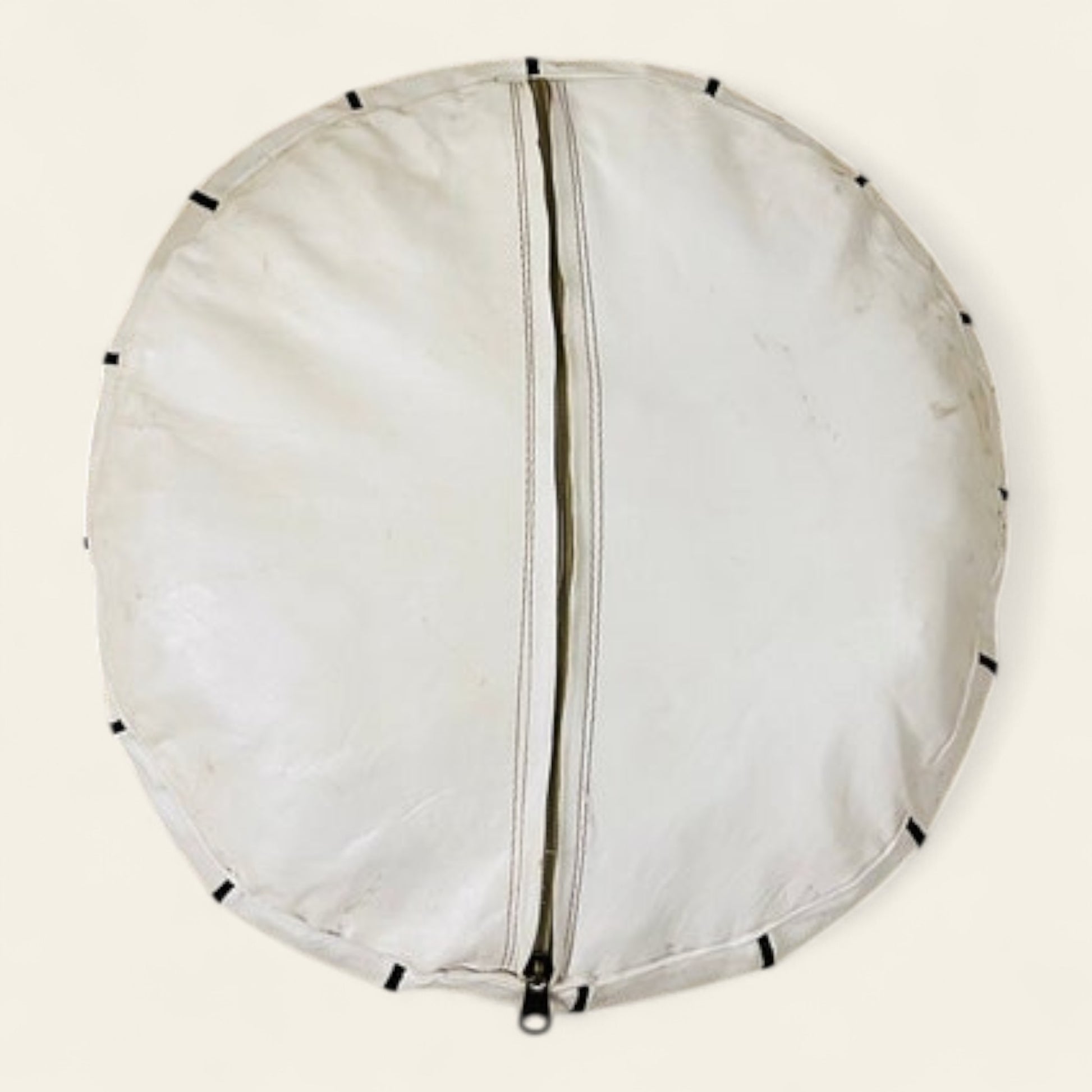 handmade white Moroccan leather pouf, crafted by skilled artisans in Morocco