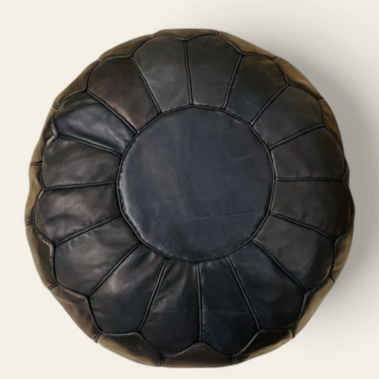 Moroccan Leather Pouf, expertly handmade by skilled artisans in Morocco