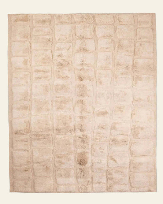 Ouraina hand-knotted Moroccan wool rug with classic Berber diamond pattern, made by skilled artisans