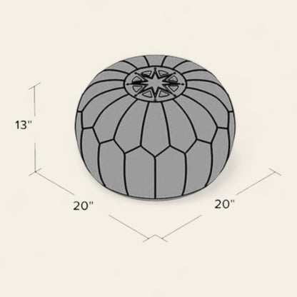 Size of the Moroccan Leather Pouf Ottoman — Handmade Artisan Home Gift