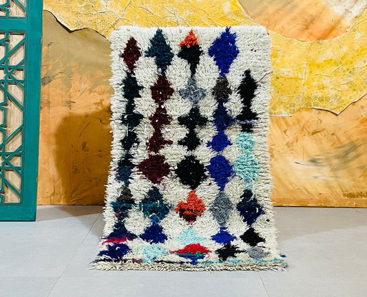 Multicolored Moroccan Boucherouite Rug 2x5 FT - Handmade Wool Berber Rug - LuxVibez