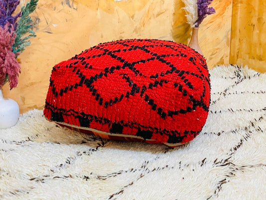 Handmade Bright Red Pouffe - LuxVibez