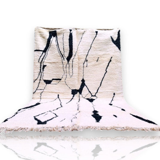 Plush Beni Ourain Rug with Diamond Patterns