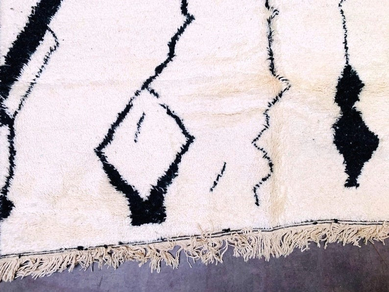 Plush Beni Ourain Rug with Diamond Patterns