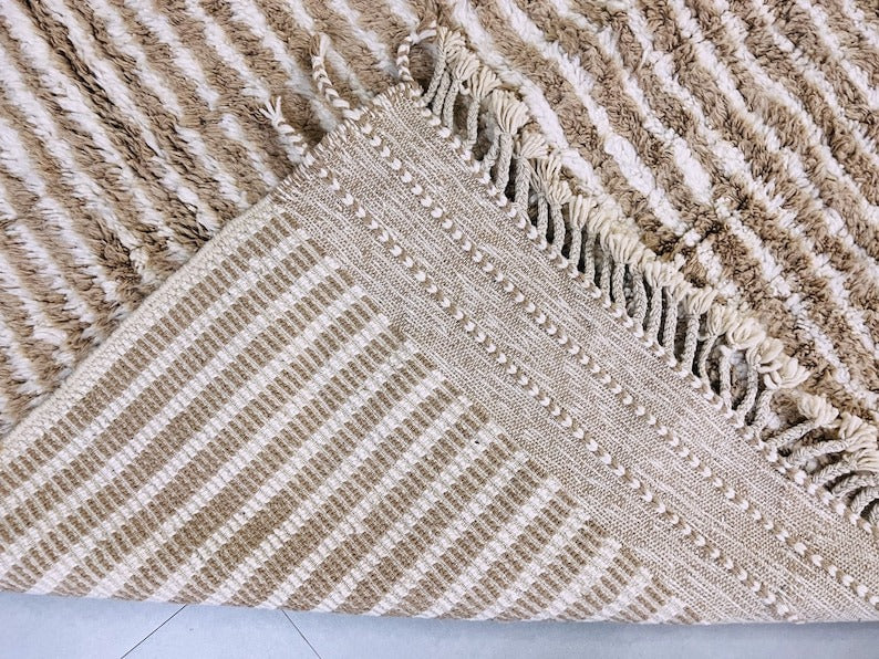 Hand-Knotted Berber Wool Rug with Lamb Wool
